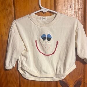 Cream Smiley Face Kids Top size xs made in Korea